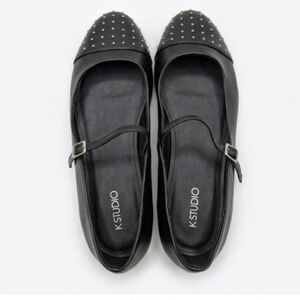KSTUDIO Globo Black Studded Women's Flats NWOT
